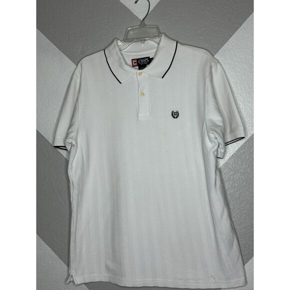 Chaps Other - Chaps Men's Polo Shirt White Short Sleeve Black Trim Size Large Dress polo